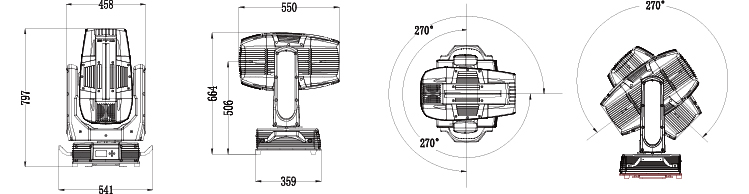 搖頭光束燈燈體尺寸圖 搖頭光束燈燈體尺寸圖