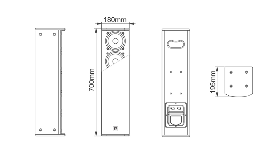 L5 4x5寸二分頻音箱尺寸圖 L5 4x5寸二分頻音箱尺寸圖